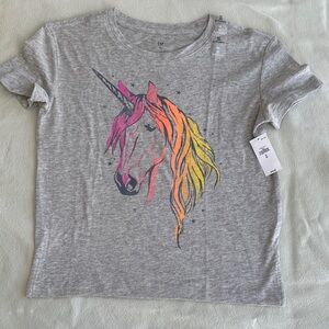 GAP Gray Tee with Vibrant Unicorn Print
